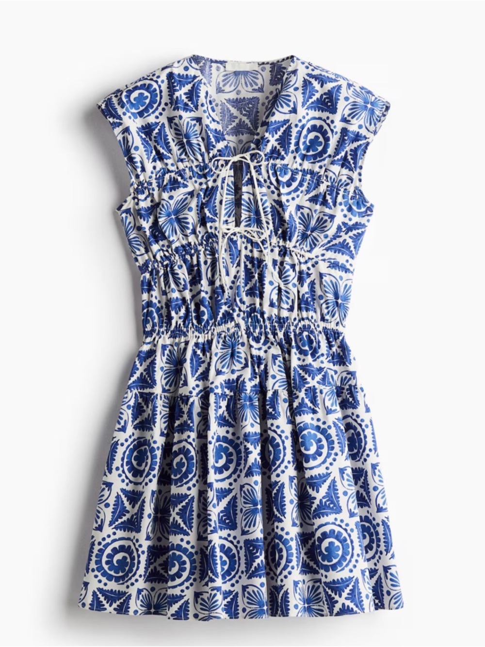 H&M DRAWSTRING-DETAIL POPLIN DRESS M